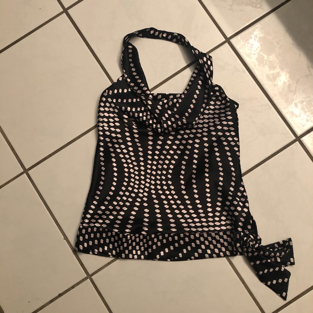 Black and pink silky halter top
